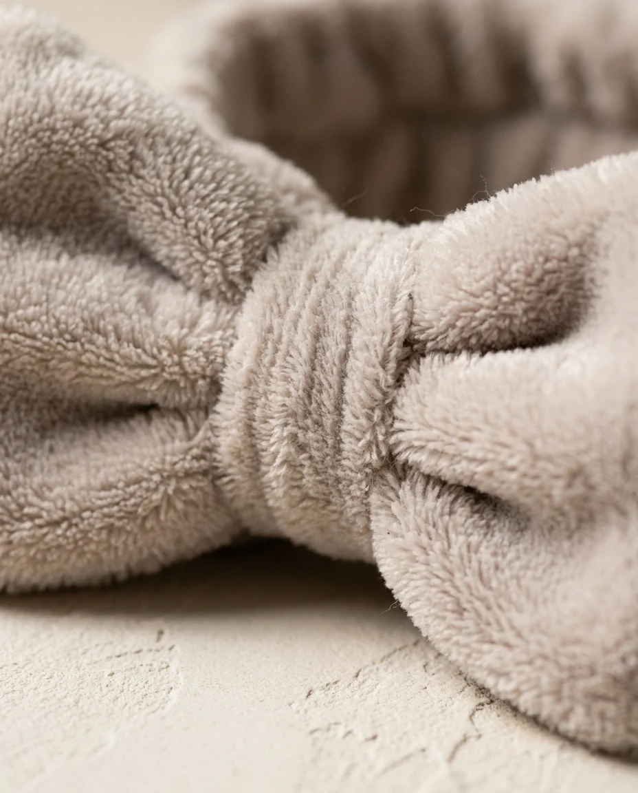 Macro van de crème gewatteerde spa-haarband